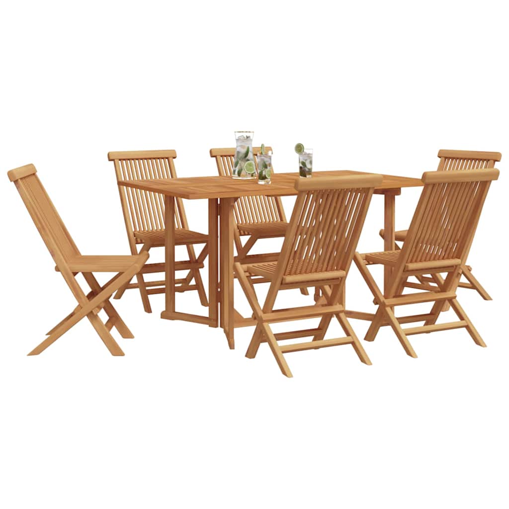 Garden Dining Set 7 pcs Brown Solid Wood Teak