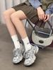 Leather platform mesh dad shoes girl 2025 autumn new Korean version retro German training shoes casual breathable sports shoes