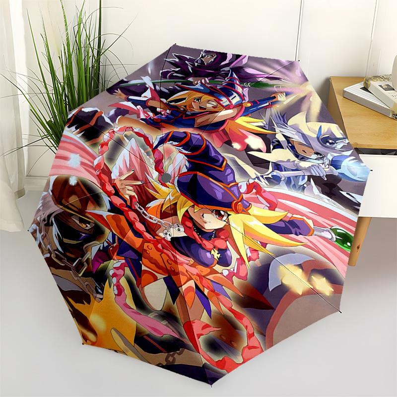 

1pc Outdoor Umbrella with Yu-Gi-Oh! Characters - Automatic Opening/Closing, Portable 3-Fold Design, 8-Rib Iron Frame - Perfect Gift for Fans, Tra