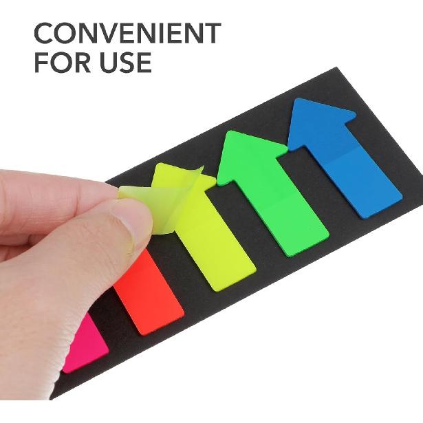 NUOBESTY 10Sets of Neon Page Marker Arrow Stickers Colored Index Tabs Flags Bookmarks Sticky Notes for Home Office Students