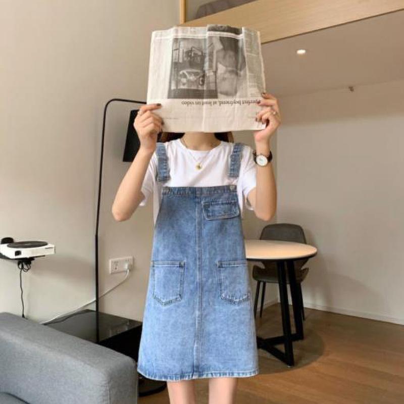 Summer Denim Overall Dress Women Sleeveless Jeans Dresses Casual Loose Strap