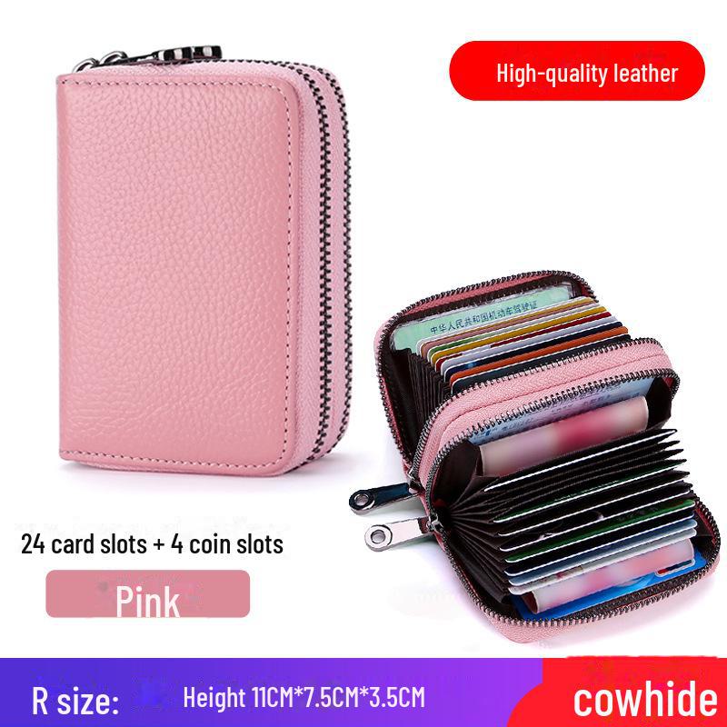 Schlankes, diebstahlsicheres Kartenetui aus echtem Leder für Herren und Damen mit großer Kapazität und Anti-Entmagnetisierungsfunktionen