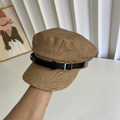 Spring and Autumn New Buckle Decorative Maillard Octagonal Hat Children Travel Temperament Versatile Show Face Small Painter Hat