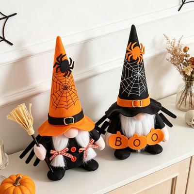 Herbruikbare Festival Tafeldecoratie Halloween Kabouter Decoratie, Spookachtige Oranje Zwarte Spinnenweb Boo Zweedse Tomte Cadeau voor Kinderen Volwassenen Elf Beeldje, Pluche