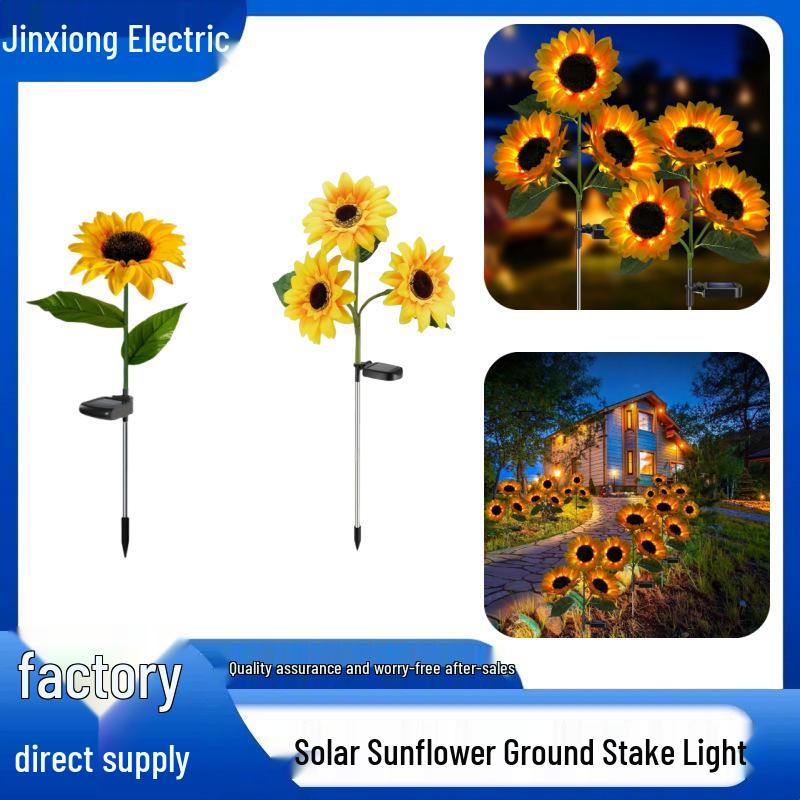 Solar Sunflower Stake Courtyard Light: Decorative Outdoor Garden Lamp Single Sunflower (OPP)