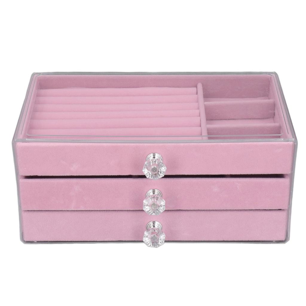 Acrylic Jewelry   3 Drawers Storage Box Transparent Jewelry Display Stand rrings Necklace Holder Case