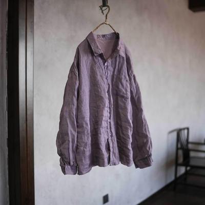 Women's Retro Casual Double-Layer Ramie Shirt