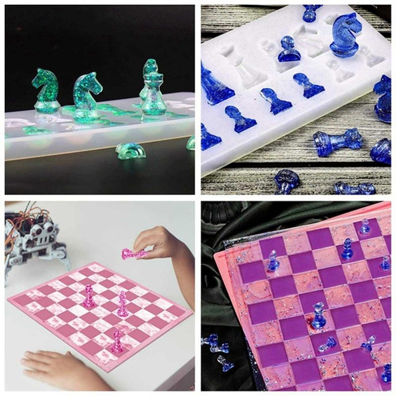 1/2PCS Chess Resin Mold Set Chess Pieces Silicone Mold Chess Board Epoxy Casting Mold for Diy Art Crafts Jewelry Making Family Board Games