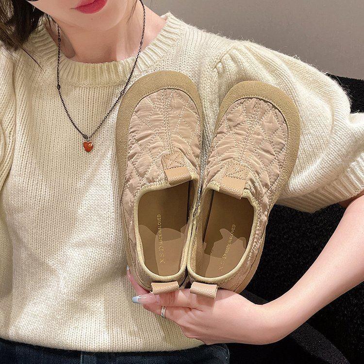 Mori retro Doudou shoes women's 2025 autumn Korean version casual round head one pedal flat single shoes loafers mother shoes