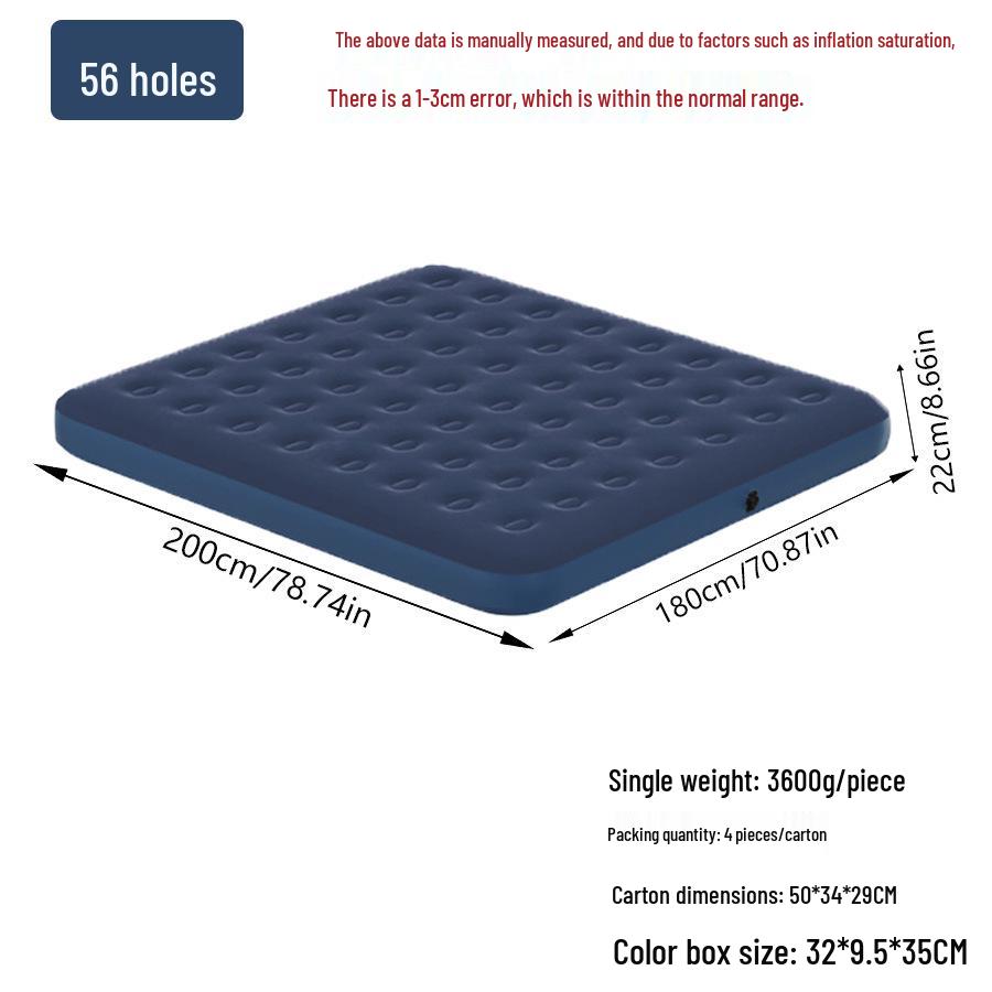 Single Outdoor/Indoor Inflatable Camping Mattress with Flocking