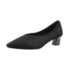 Neue gestrickte Damenschuhe Mode Temperament Fliegenstrick Spitzschuhe Kinder Dicke Ferse Einzelne Schuhe Damen High Heel