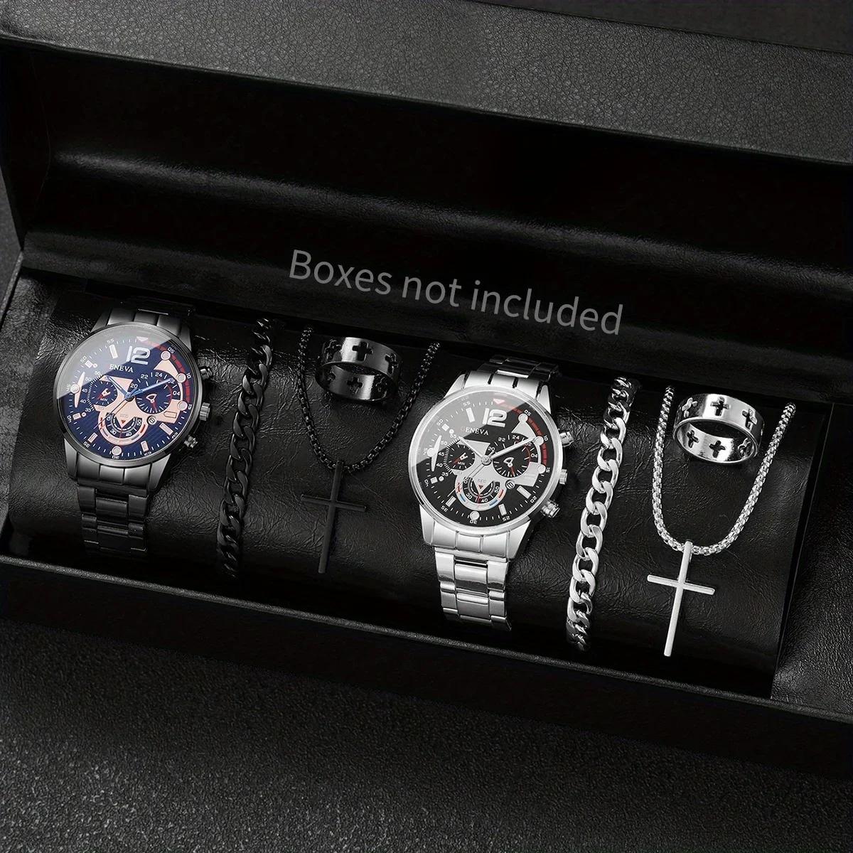 

8pcs-Men s High-end Quartz Watch Stainless Steel Dial, Suitable for Daily and Various Occasions | Fashion Accessories.