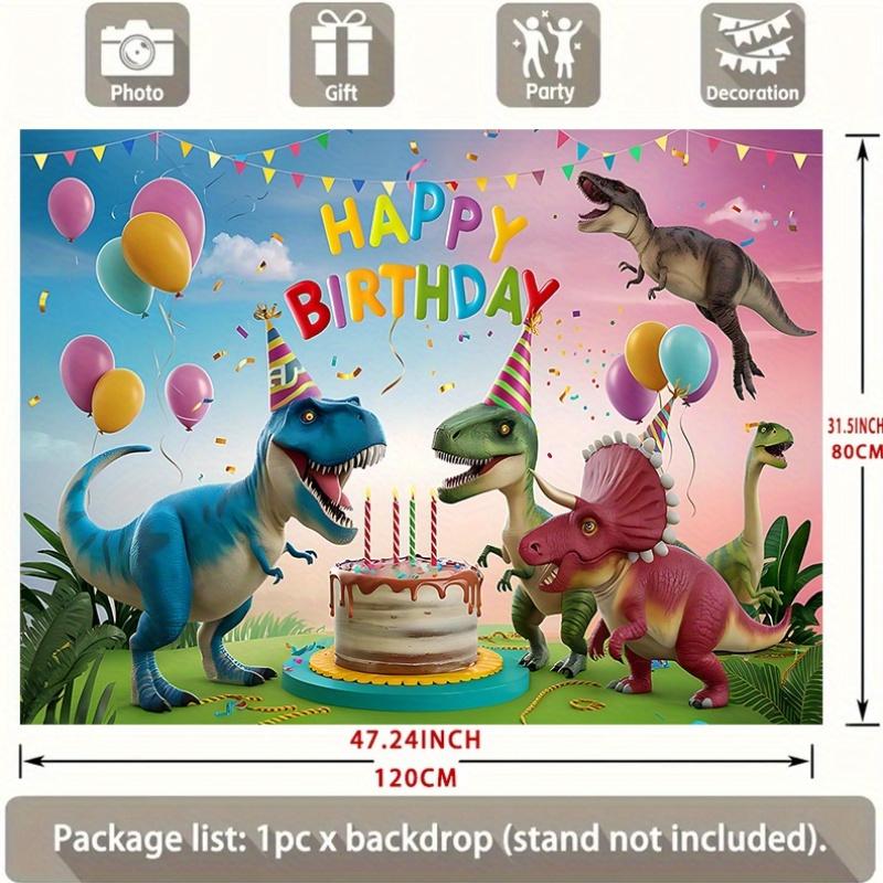 Party Backdrop Dinosaur Cartoon Text Balloons Festive Atmosphere Banne Photo Booth Decor Birthday Party Decor