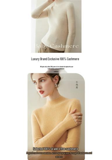 Kangsai Ni Women's Pure Cashmere Sweater - Half-High Neck, Solid Color, Slim Fit, Autumn/Winter Knit Base Layer.