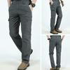 Men Solid Color Quick Dry Thin Multi-pocket Long Cargo Pants Outdoor Trousers