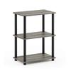 Furinno 3-Tier Narrow Open Shelf, French Oak Gray/Black, No Tools Required [Officially Imported from Japan] 18061GYW/BK