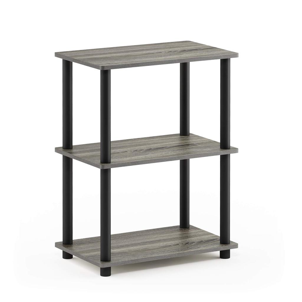 Furinno 3-Tier Narrow Open Shelf, French Oak Gray/Black, No Tools Required [Officially Imported from Japan] 18061GYW/BK