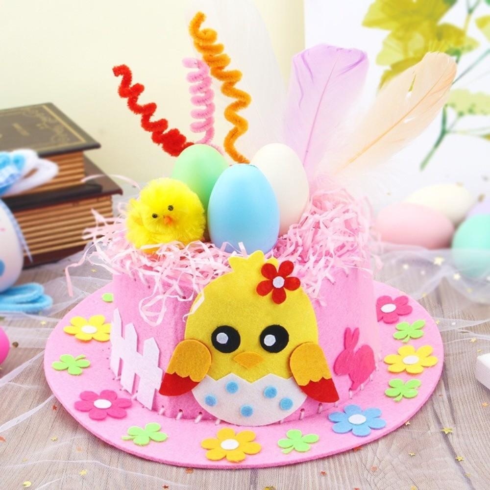 Handmade Decorations Easter Hats Colorful Eggs Bunny Chick Cartoon Cap DIY Craft Kit  Easter Party