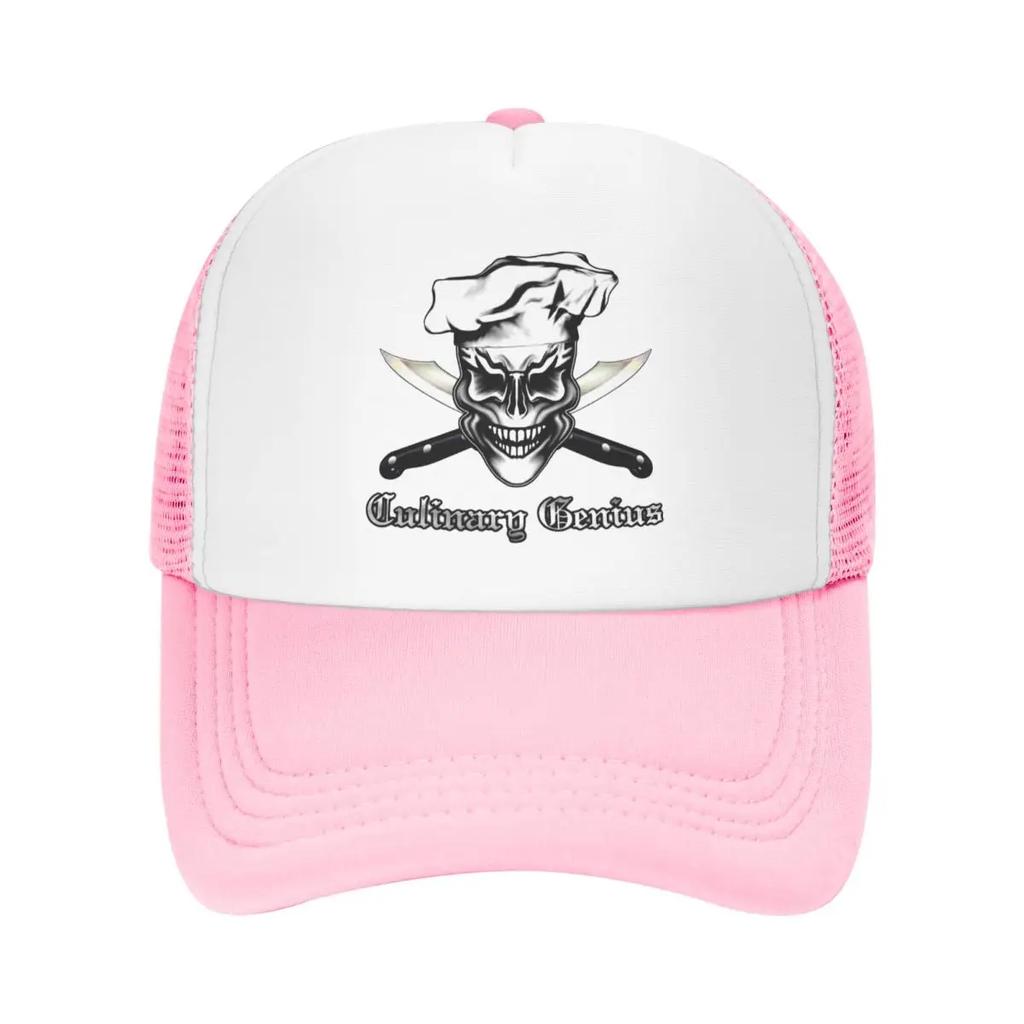 Personalized Culinary Genius Skull Chef Trucker Hat for Unisex Women Adjustable Unisex Cooking Pirate Baseball Cap Outdoor Dad Hat