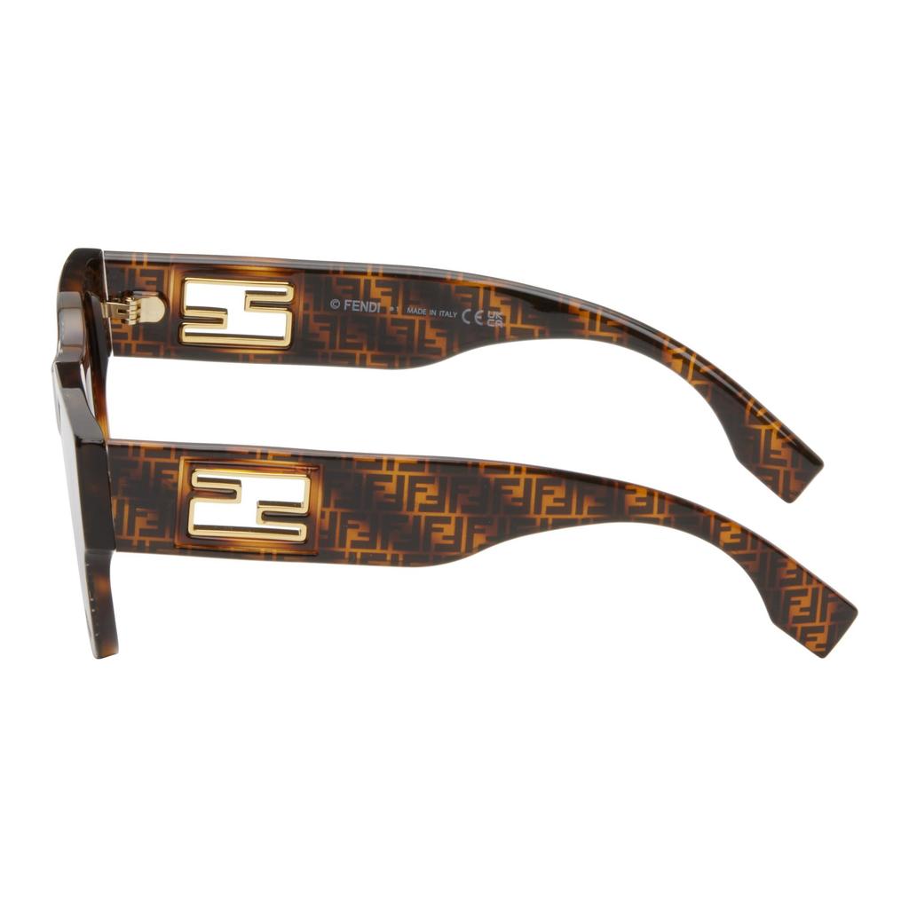Fendi Logo Acetate Square Sunglasses Women Sunglasses Brown 242693F005046