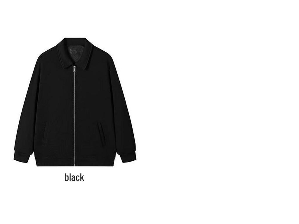 Men's Trendy Japanese Retro Silver Fox Velvet Hoodie - Heavyweight, Solid Color, Zipper Lapel Jacket for Autumn Winter