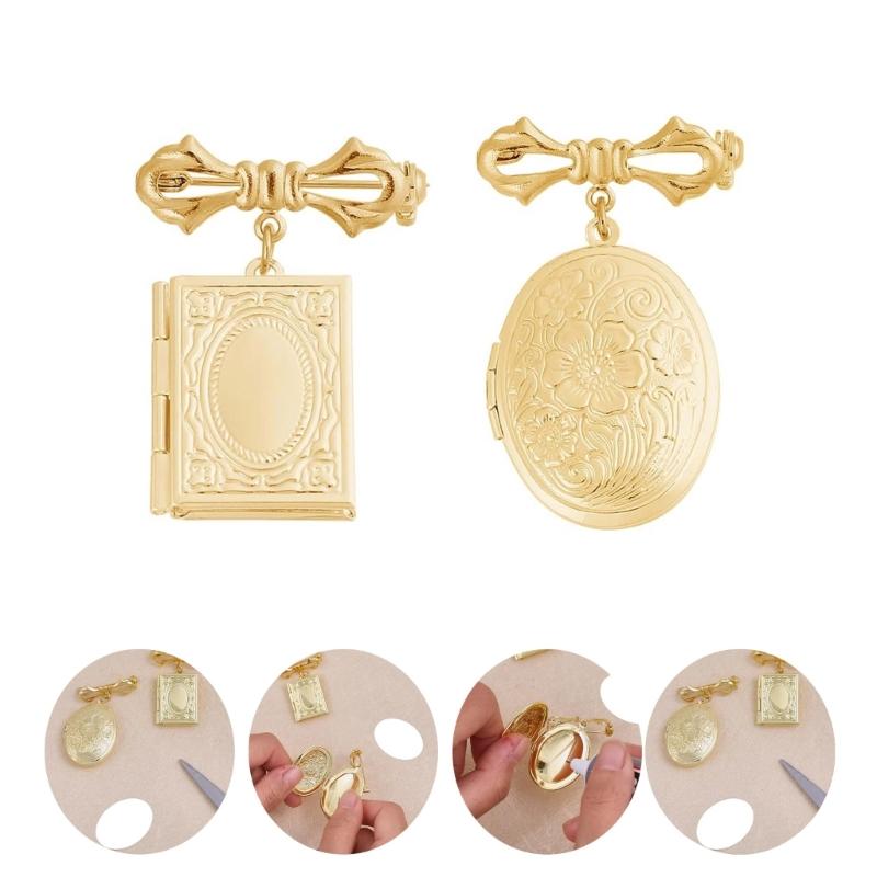 Vintage Alloy Photo Frame Charm Brooch Decorative Accessory For Clothing Bags Hats
