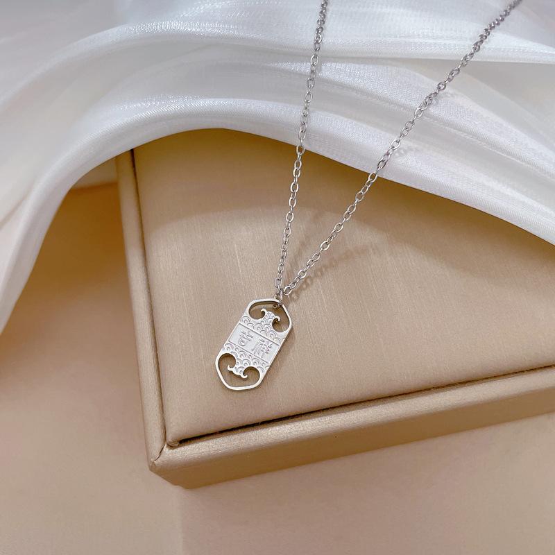 Auspicious Token Furnace Real Gold Cold Necklace Female Collarbone Chain With Jewelry