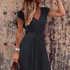 Women Dress Solid Color All-match Lace Stitching Ladies Sleeveless Casual Dress