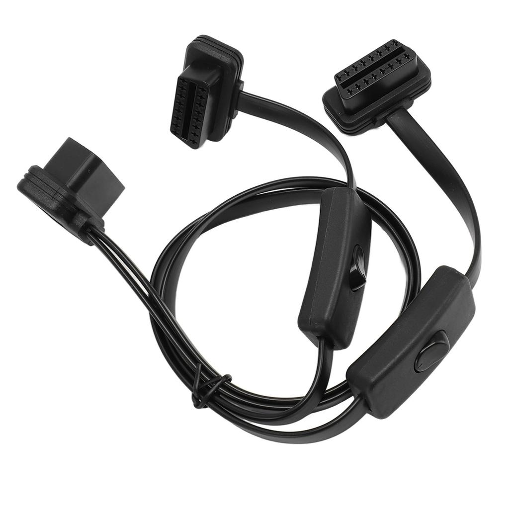OBD Splitter Cable 16 Pin Flat Noodle High Accuracy 1 In 2 Y Splitter Extend Cable for Elm327