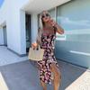 2025 Summer French Floral Midi Dress with Elegant Sling and Slit Design