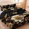 3pcs Luxury Golden Butterfly Floral Bedding Duvet Cover Set Black Golden Bedding Quilt Set Elegant Butterfly Themed Bed