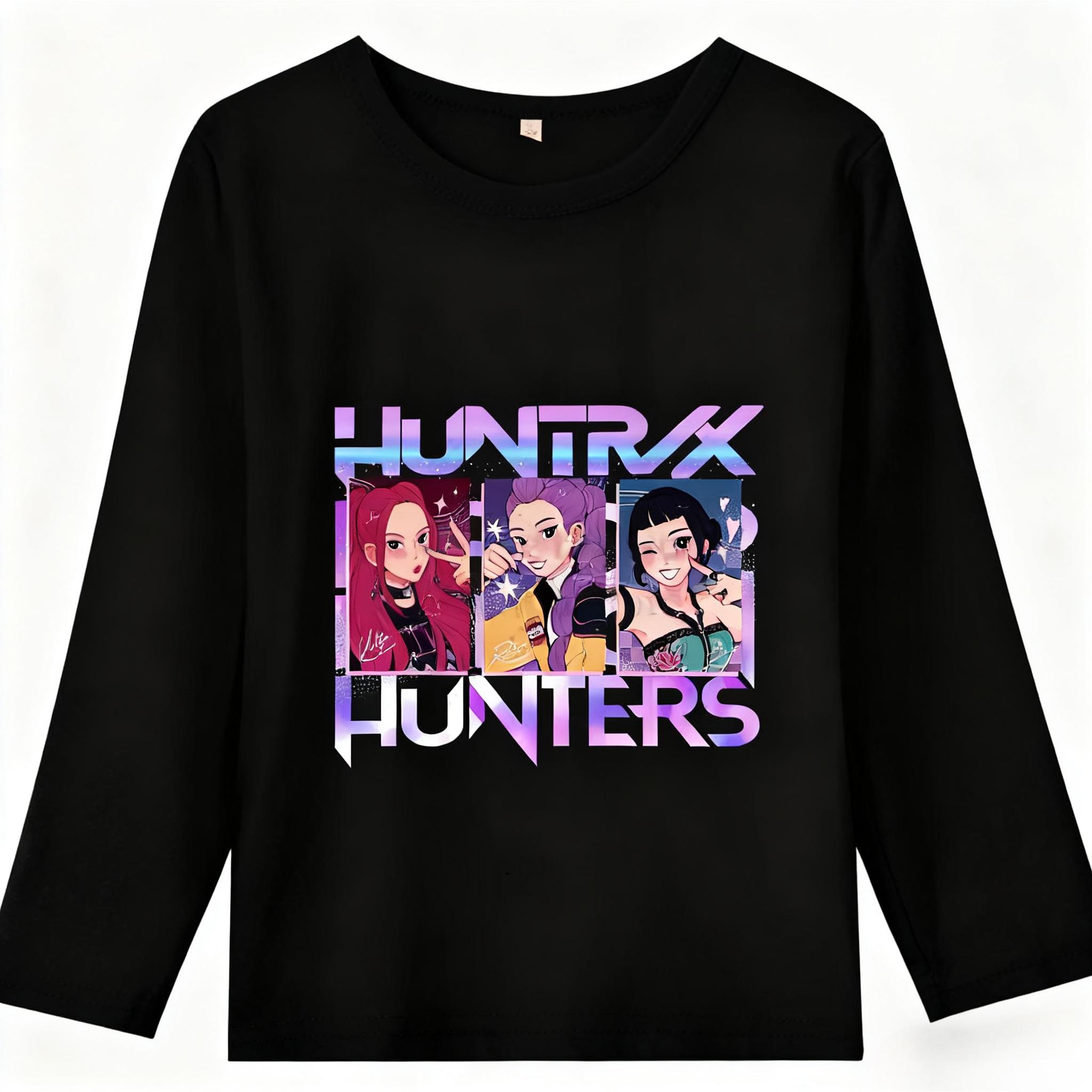 

K-Pop Истребители Демонов Футболки с длинным рукавом для девочек Кавайные мультяшные топы с принтом Детские повседневные футболки Осенняя детская одежда 140