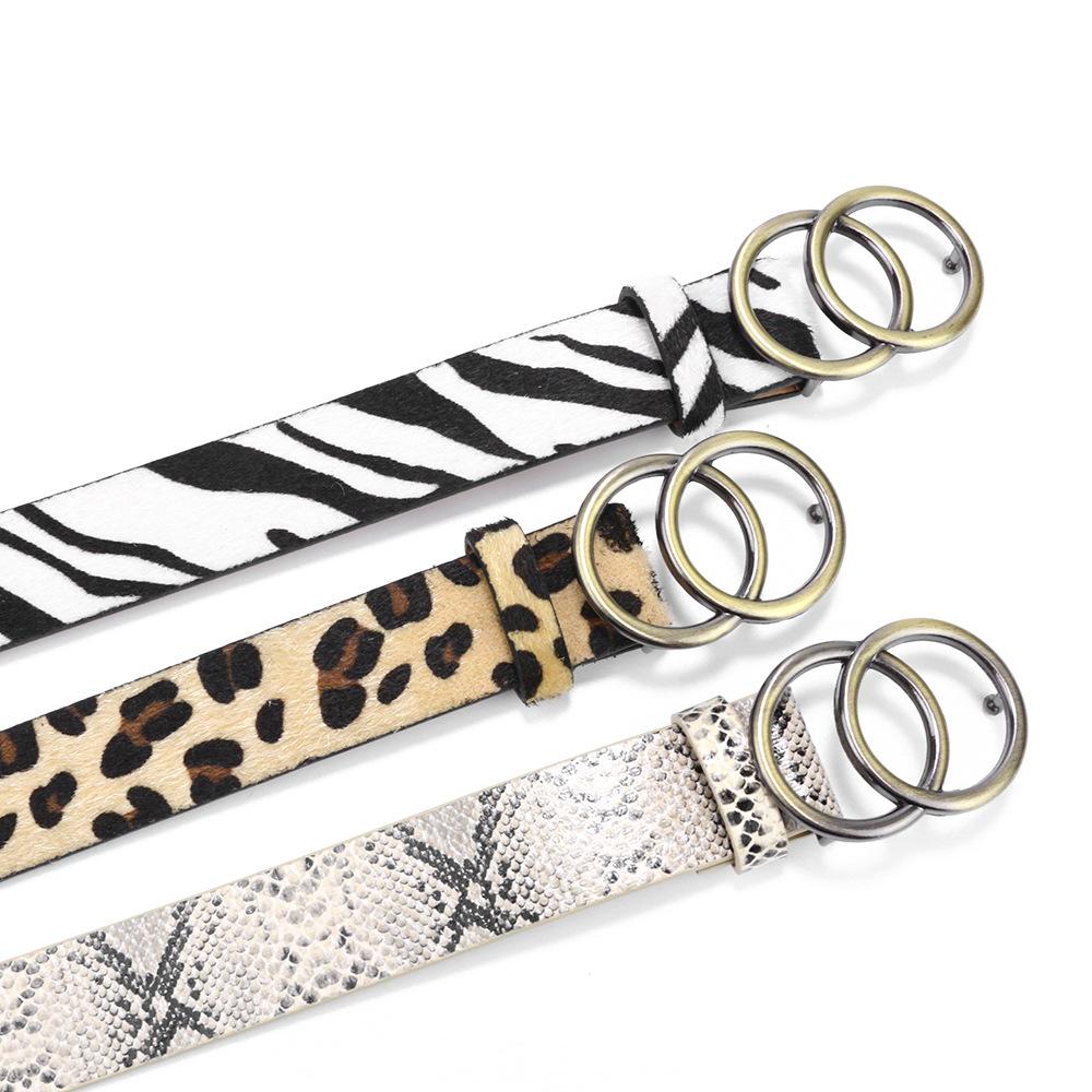 Clothing Vintage Belt Women'S Decorative Double Round Buckle Belt Jeans Belt Casual Ladies