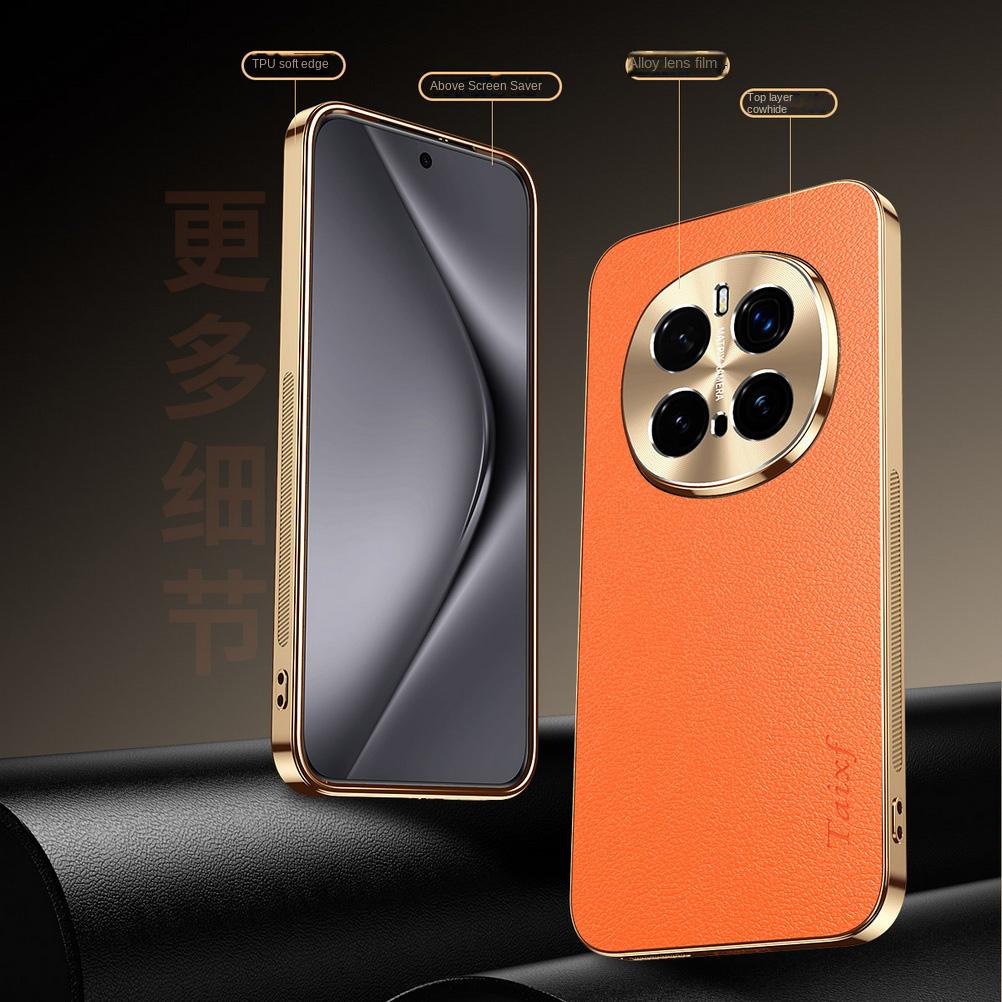 First Layer of Cowhide Lychee Texture Electroplated Frame Case For Honor Magic7 Pro 7 Lite 6 5 Honor X9c X60 Lens Protect Cover