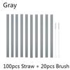 100Pcs Reusable Drinking Glass Straws 20cmx8 mm For Smoothies, Tea, Juice --10Pack With 20Pcs Cleaning Brush Barware
