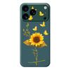 For iPhone 17 Pro Case Golden Butterfly Sunflower Pattern Printing Straight Edge TPU Phone Back Cover