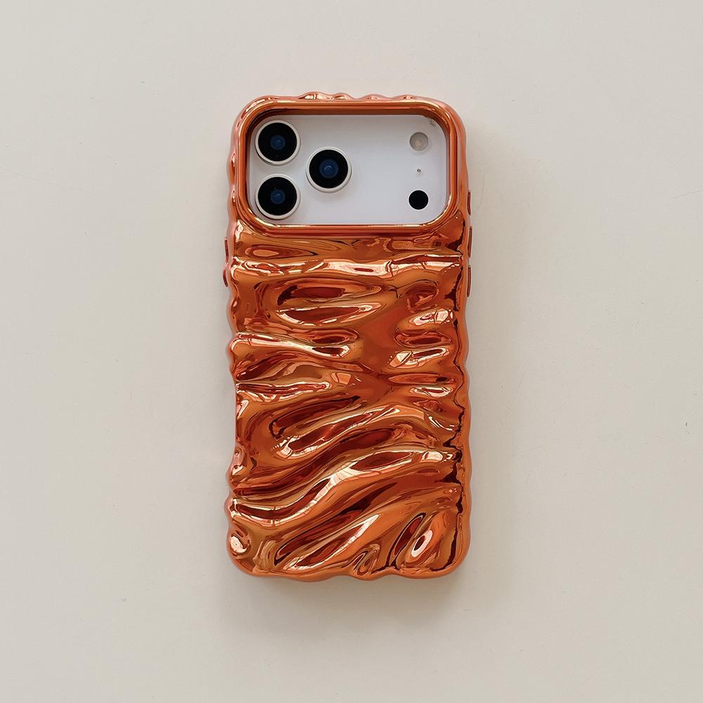 

3D Cream Texture Orange Plating Phone Case for iPhone 17 Pro Max 16 16pro 15 14 Pro Max 15Plus 13 TPU Shockproof Anti-fall Cover iPhone 13