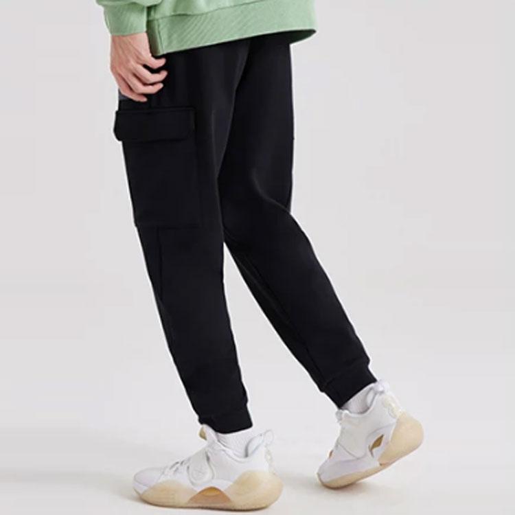 Li Ning Wade Series Fleece Lined Warm Three Dimensional Cut Tapered Sports Pants Men pants Black AKLR761-3