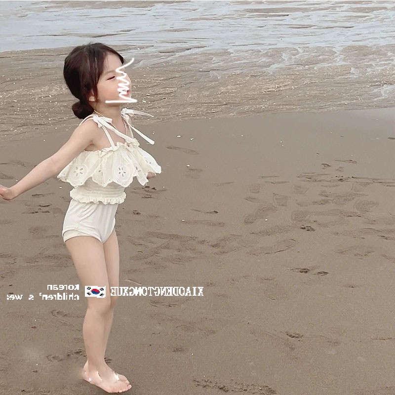 2024 Summer Kids' Embroidered Floral Ruffle One-Piece Swimsuit