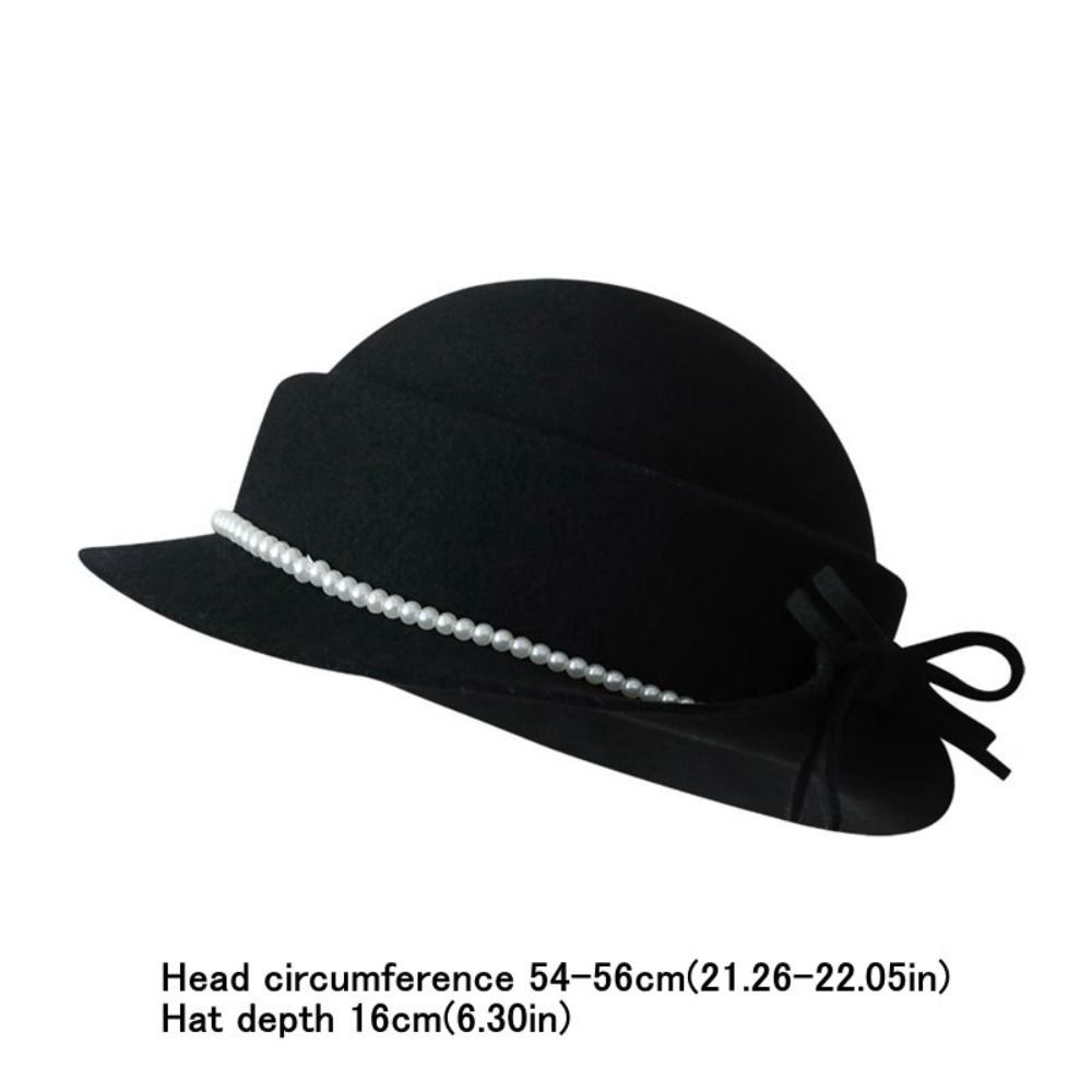 Round Rolled Edge Fedoras Hat Solid Color Round Top Hat Creative Gift Wool Bucket Hat