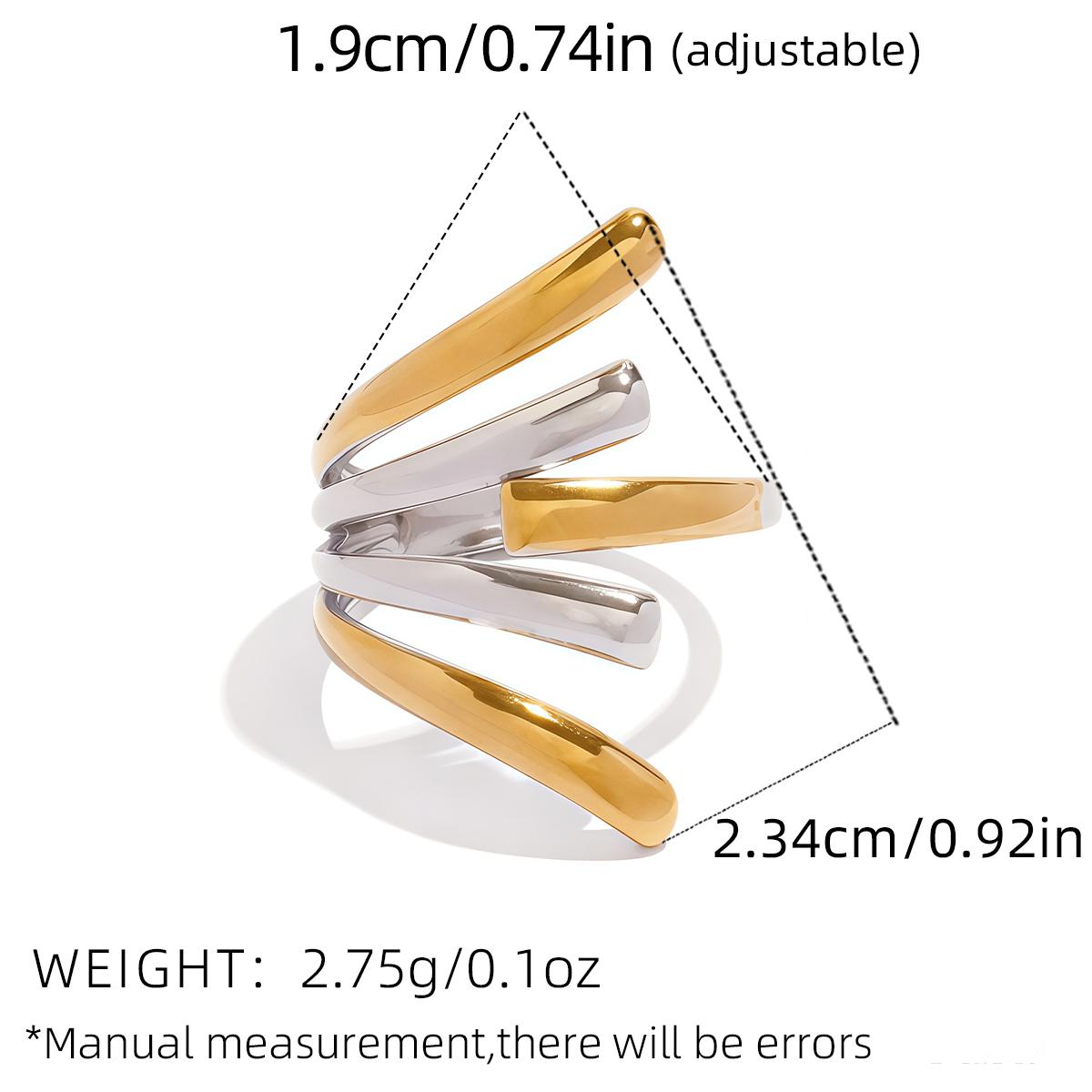 Fashion Statement Stainless Steel Long Tassel Chain Open Wide Ring Vintage Hip Hop Geometric Zircon Trendy Party Gift for Women