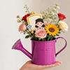 Colorful Iron Floral Container Metal Watering Can for Outdoor Plants, Small Kettle with Handle Decorative Plant Jug Succulents Garden Flowers,