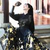 Elegant Black Hanfu: Gold-Stamped Crane Design, Plus Size Couple Set, Traditional Chinese Style Skirt for Women