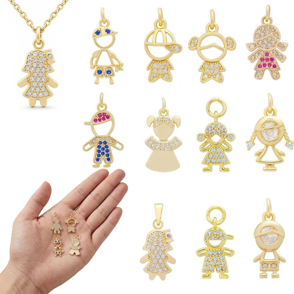 Brass Base Brass Pendants 18K Gold Plated Micro Pave Charms Cubic Zirconia Pendants Jewelry Gift