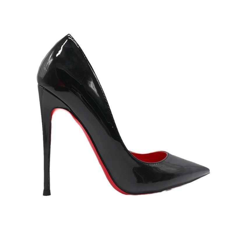 Black High Heels On Red Soles Women's Thin Heels Sexy Night Show Spring and Autumn New Bed Patent Leather Pure Desire Wind Single Shoes