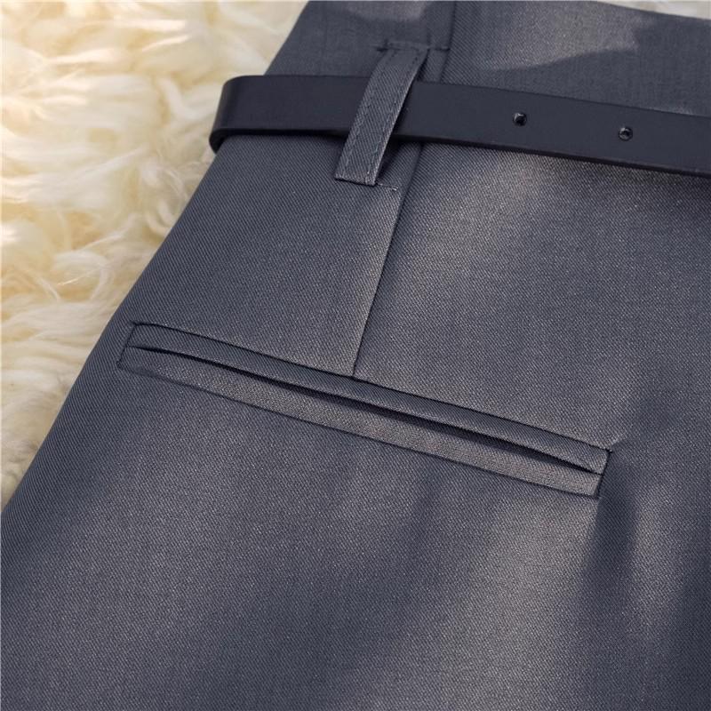 Women's Gray Textured Culottes - High Waist A-Line for Spring/Summer 2025