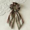 Striped Ribbon Scrunchies Long Tail Hair Tie Boho Style Women Hair Accessory for Casual Weekend Look