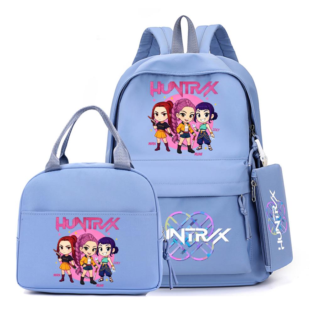 4Pcs/set Anime K-Pop Printed Backpack with Pencil Case Handbag for Teenager Student Boy Girl Bookbag Schoolbag Large Capacity Travel Bag Rucksak