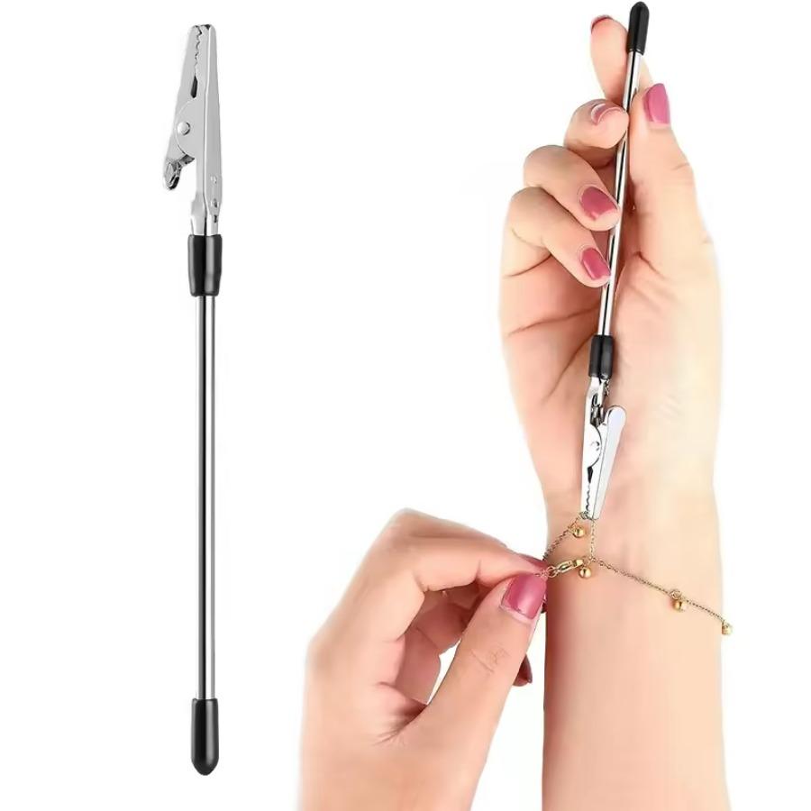 1PC Jewelry Clasp Helper, One-Hand Bracelet & Necklace Fastener Assistant Tool, Easy Lock Clips for Women серебряный