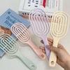 Fluffy Hair Candy Color Curved Styling Comb - Massage, Curl, Rib, Hollowed Design for Home Use